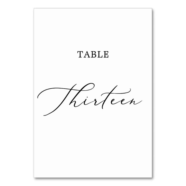 Delicate Black Calligraphy Table Thirteen Table Number (Front)