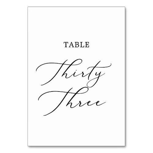 Delicate Black Calligraphy Table Thirty Three Table Number