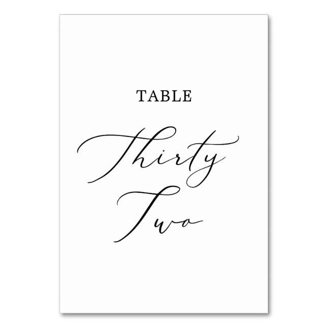 Delicate Black Calligraphy Table Thirty Two Number (Front)