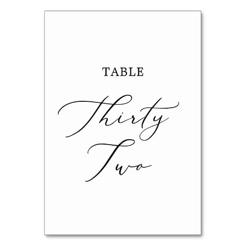 Delicate Black Calligraphy Table Thirty Two Table Number