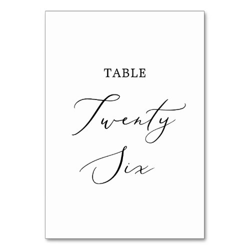 Delicate Black Calligraphy Table Twenty Six Table Number