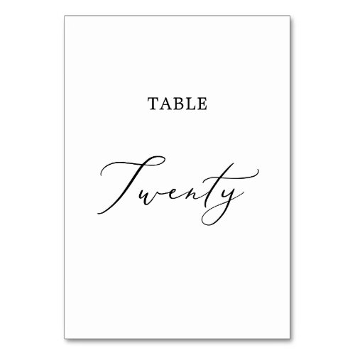 Delicate Black Calligraphy Table Twenty Table Number