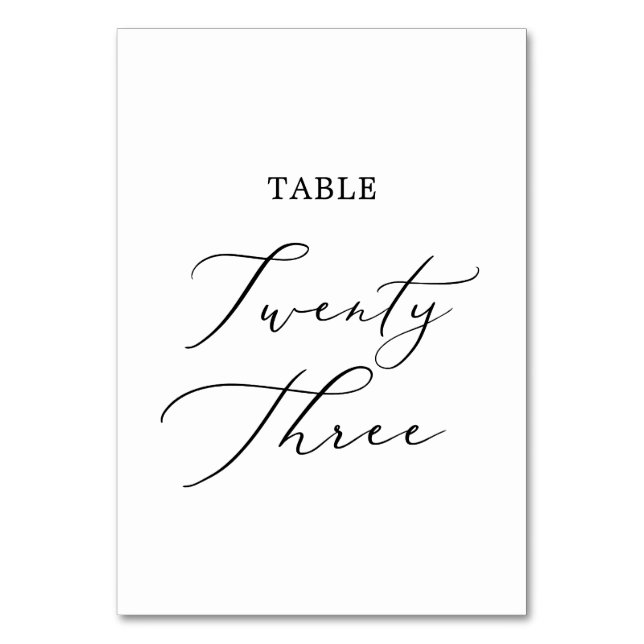 Delicate Black Calligraphy Table Twenty Three Number (Front)