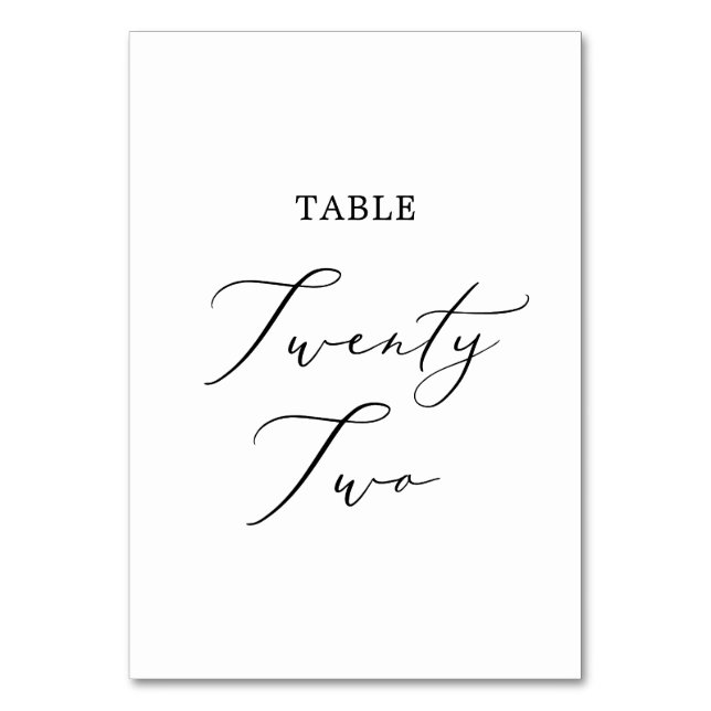 Delicate Black Calligraphy Table Twenty Two Table Number (Front)