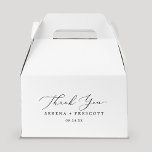 Delicate Black Calligraphy Thank You Favor Boxes<br><div class="desc">This delicate black calligraphy thank you favor box is perfect for a modern wedding. The romantic minimalist design features lovely and elegant black typography on a white background with a clean and simple look. Personalize the favor box with your name and the date.</div>