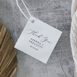 Delicate Black Calligraphy Thank You Favor Tags