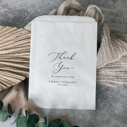 Delicate Black Calligraphy Thank You Wedding Favor Bag