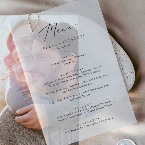 Delicate Black Calligraphy Vellum Wedding Menu Vellum Invitations