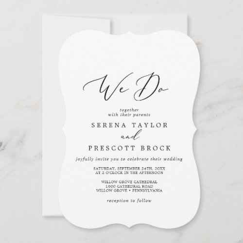 Delicate Black Calligraphy We Do Wedding Invitation