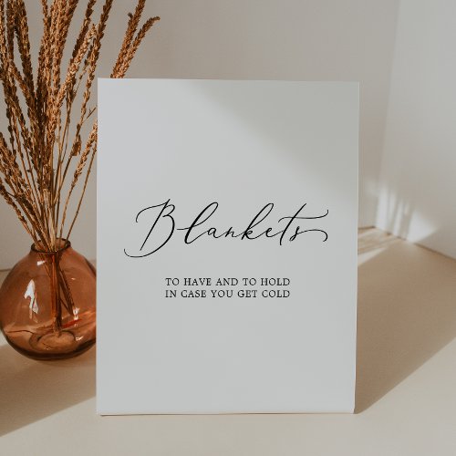 Delicate Black Calligraphy Wedding Blankets Pedestal Sign