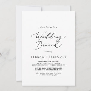 Delicate Black Calligraphy Wedding Brunch Invitation