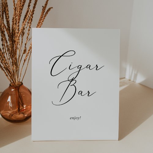 Delicate Black Calligraphy Wedding Cigar Bar Pedestal Sign