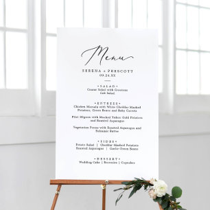 Delicate Black Calligraphy Wedding Dinner Menu Foam Board