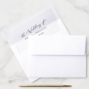 Delicate Black Calligraphy Wedding Envelope Liner