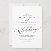 Delicate Black Calligraphy Wedding Invitation (Front)