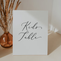 Delicate Black Calligraphy Wedding Kids Table