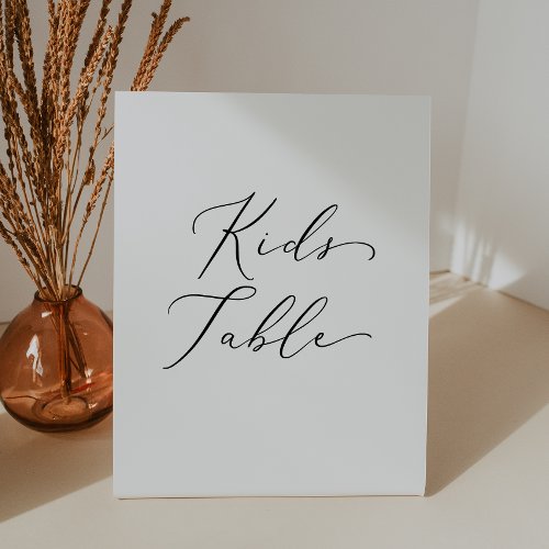 Delicate Black Calligraphy Wedding Kids Table Pedestal Sign