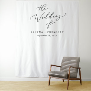 Delicate Black Calligraphy Wedding Photo Backdrop