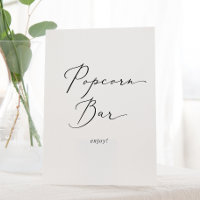 Delicate Black Calligraphy Wedding Popcorn Bar