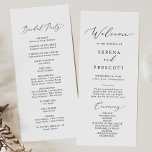 Delicate Black Calligraphy Wedding Program<br><div class="desc">This delicate black calligraphy wedding program is perfect for a modern wedding. The romantic minimalist design features lovely and elegant black typography on a white background with a clean and simple look. Include the name of the bride and groom, the wedding date and location, thank you message, order of service,...</div>