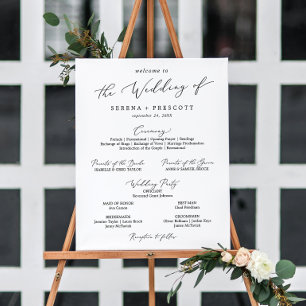 Delicate Black Calligraphy Wedding Program Foam Board