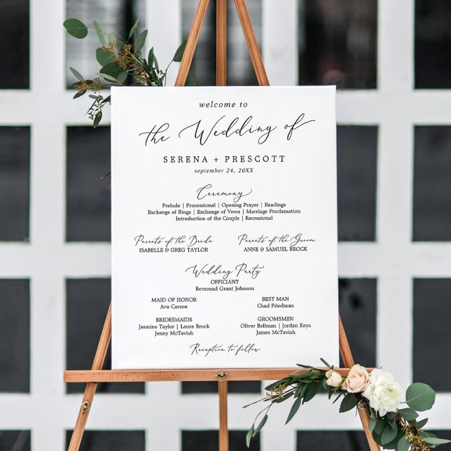 Delicate Black Calligraphy Wedding Program Foam Board (Creator Uploaded)