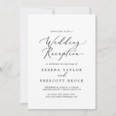 Delicate Black Calligraphy Wedding Reception Invitation (Front)
