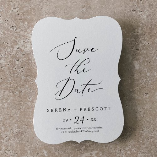 Delicate Black Calligraphy Wedding Save The Date