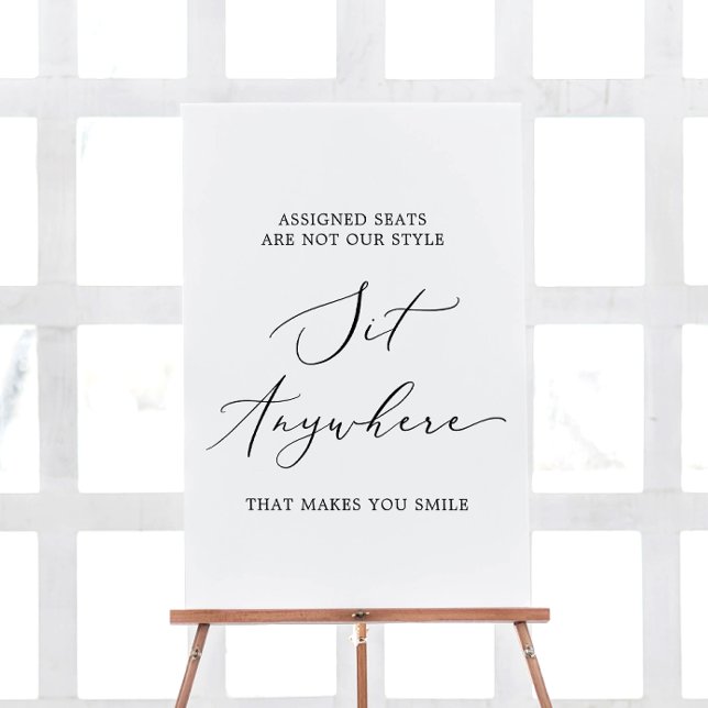 Delicate Black Calligraphy Wedding Sit Anywhere Foam Board (Creator Uploaded)