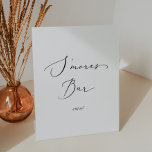 Delicate Black Calligraphy Wedding S'mores Bar Pedestal Sign<br><div class="desc">This delicate black calligraphy wedding s'mores bar pedestal sign is perfect for a modern wedding. The romantic minimalist design features lovely and elegant black typography on a white background with a clean and simple look.</div>