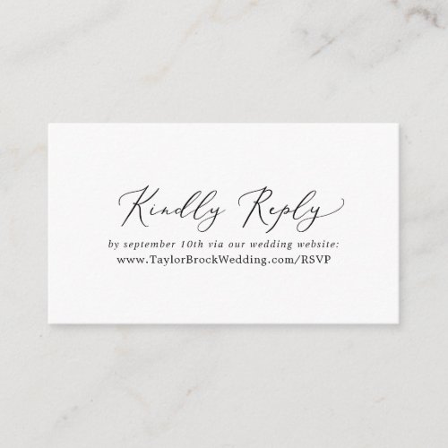 Delicate Black Calligraphy Wedding Website RSVP Enclosure Card