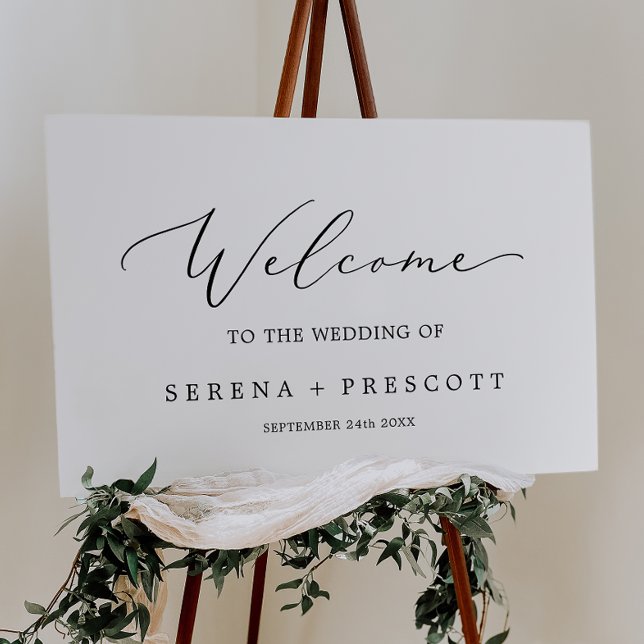 Delicate Black Calligraphy Wedding Welcome Foam Board (Creator Uploaded)