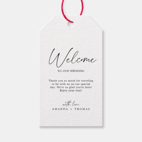Delicate Black Calligraphy Wedding Welcome Gift Tags