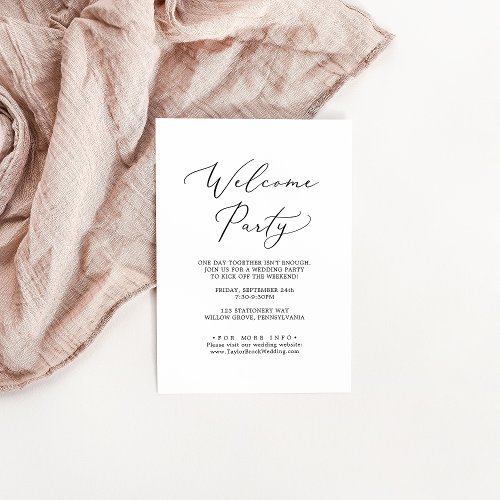 Delicate Black Calligraphy Wedding Welcome Party Enclosure Card