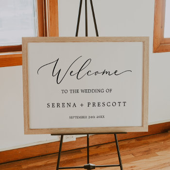 Delicate Black Calligraphy Wedding Welcome Poster by FreshAndYummy at Zazzle