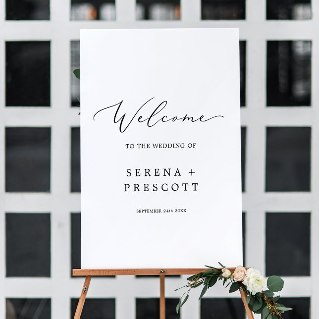 Delicate Black Calligraphy Wedding Welcome Sign (Delicate Black Calligraphy Wedding Welcome Sign)