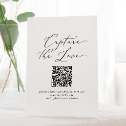 Delicate Black Capture The Love QR Code Wedding Pedestal Sign
