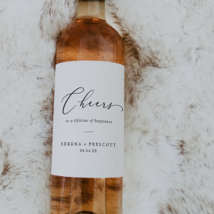 Delicate Black Cheers Wedding Wine Labels