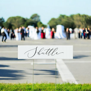 Delicate Black Elegant Wedding Shuttle Sign