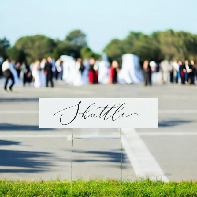 Delicate Black Elegant Wedding Shuttle Sign (Delicate Black Elegant Wedding Shuttle Sign)