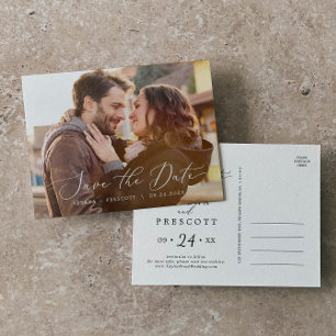 Delicate Black Horizontal Dark Photo Save the Date Invitation Postcard