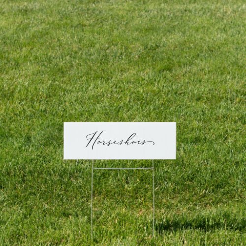 Delicate Black Horseshoes Wedding Lawn Game Sign
