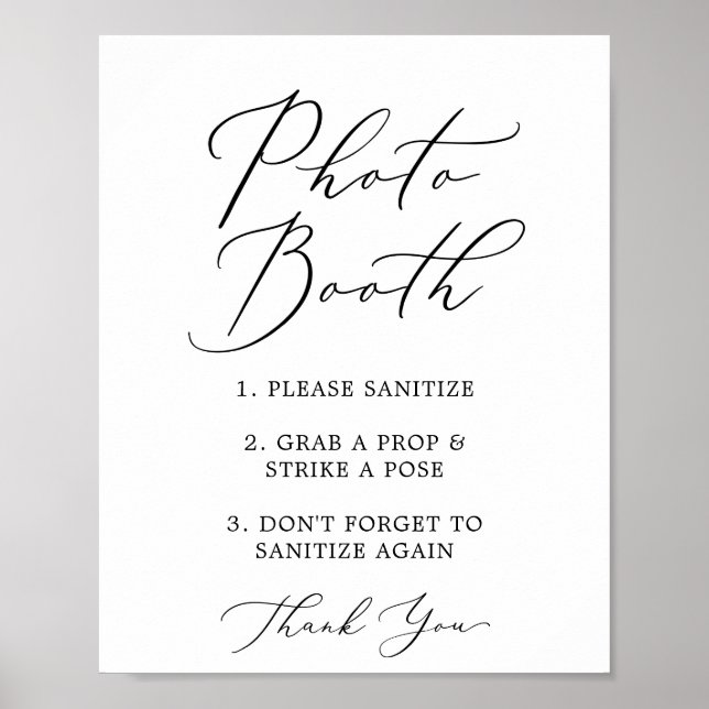 Delicate Black Photo Booth Covid Wedding Sign (Front)