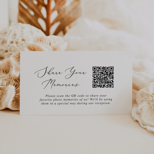 Delicate Black Photo Memories QR Code Wedding Enclosure Card (Creator Uploaded)
