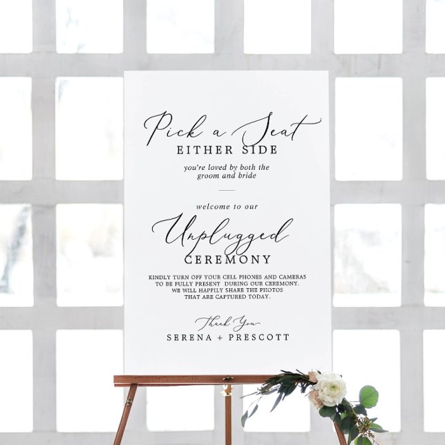 Delicate Black Pick a Seat Unplugged Ceremony Foam Board (Creator Uploaded)