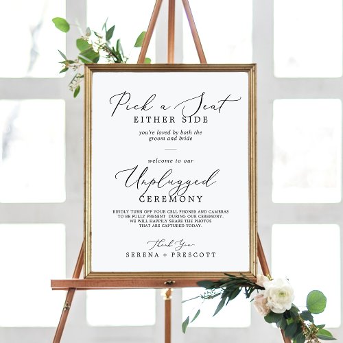 Delicate Black Pick a Seat Unplugged Ceremony Poster