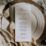 Delicate Black Printable or Printed Wedding Menu Invitation<br><div class="desc">This delicate black printable or printed wedding menu card is perfect for a modern wedding. The romantic minimalist design features lovely and elegant black typography on a white background with a clean and simple look. This menu can be used for a wedding reception, rehearsal dinner, or any event. This menu...</div>