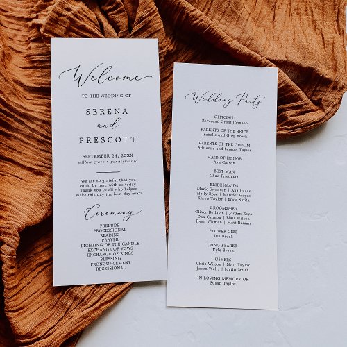 Delicate Black Printable Wedding Program