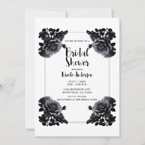 Delicate Black Roses Shabby Shower  Invitation