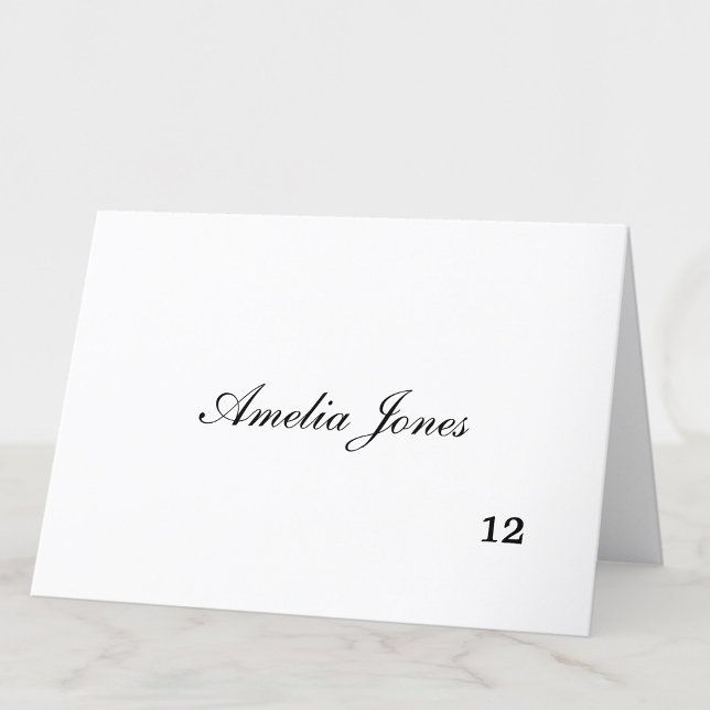 Delicate Black Script Guest Name Place Card (Creator Uploaded)